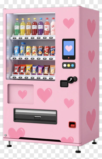 Pink Vending Machine With Heart Design PNG