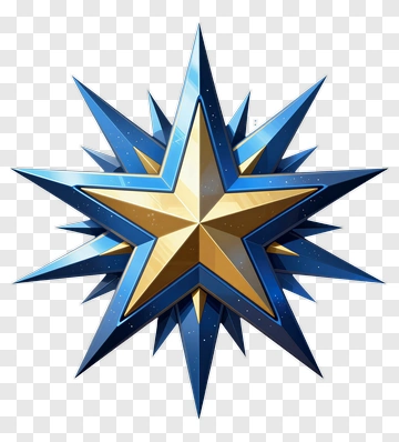 3D Star Icon With Blue And Gold Design PNG