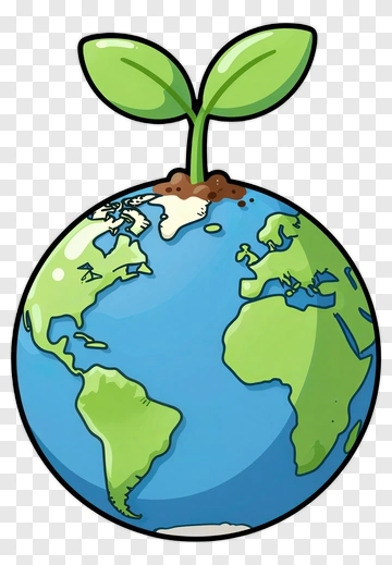 Cartoon Earth With Growing Plant PNG