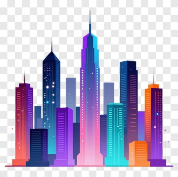 Colorful City Skyline PNG