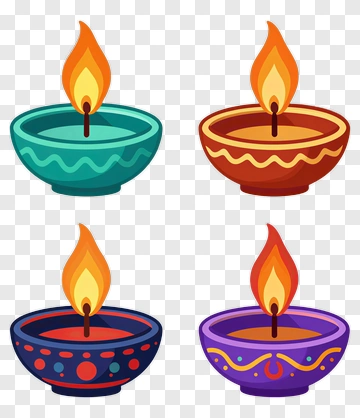 Colorful Oil Lamps With Flames PNG