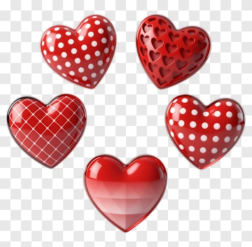 Collection Of Red Hearts With Various Patterns PNG