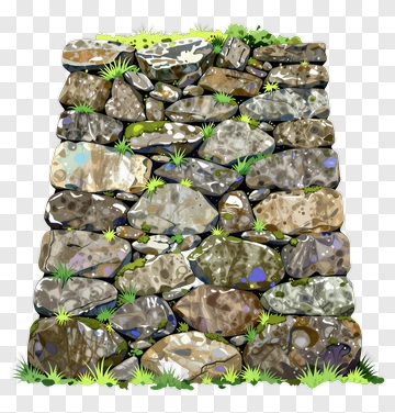 Stone Wall With Grass PNG