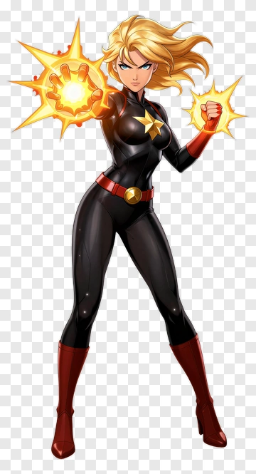 Superhero Woman Using Energy Power PNG