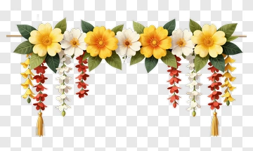 Colorful Floral Garland Decoration PNG