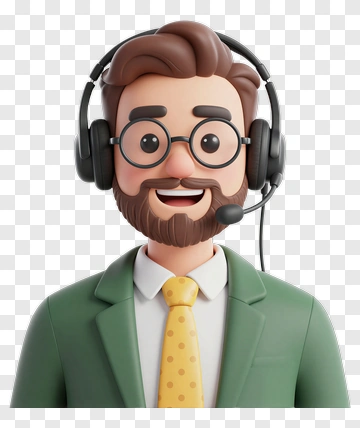 3D Customer Support Agent With Headset PNG