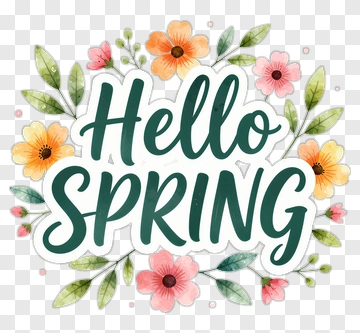 Hello Spring Floral Design PNG