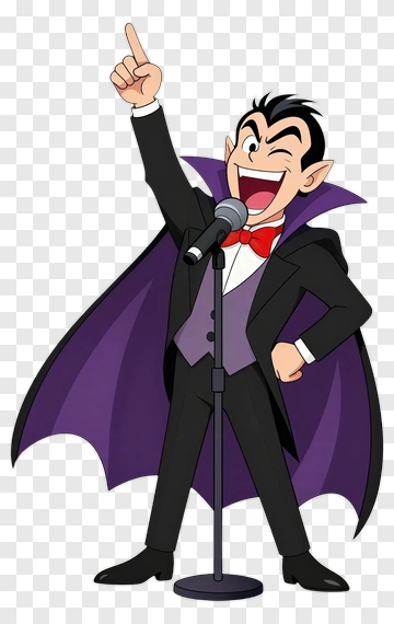 Cartoon Vampire Singing At A Microphone PNG