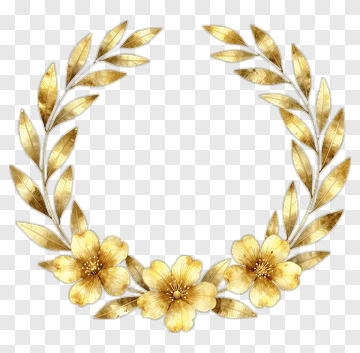 Golden Floral Wreath PNG