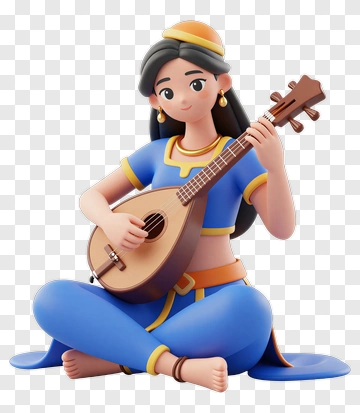 3D Woman Playing A Musical Instrument PNG