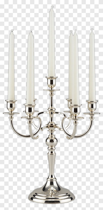 Silver Candelabra With White Candles PNG