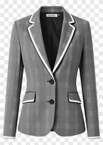 Gray Plaid Blazer PNG