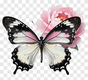 Butterfly And Flower Composition PNG