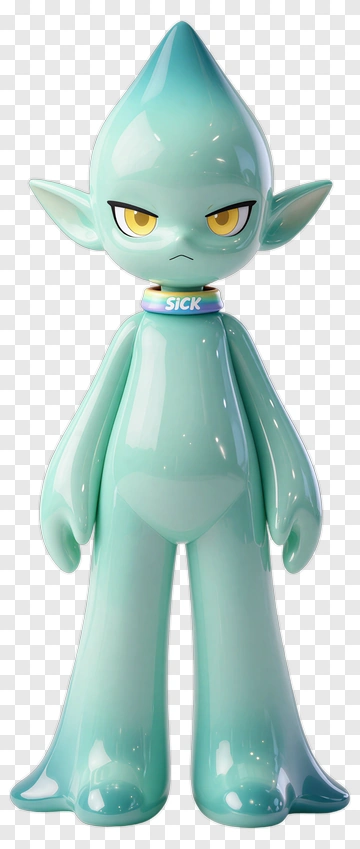 3D Cartoon Character With Yellow Eyes PNG
