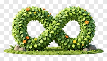 Green Infinity Symbol Made Of Leaves And Flowers PNG