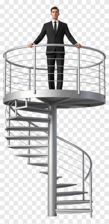 Businessman Standing On Spiral Staircase PNG