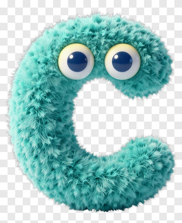 Fuzzy Letter C With Big Eyes PNG