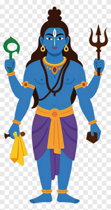 Hindu God Holding A Trident And A Bell PNG