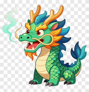 Cartoon Dragon Breathing Smoke PNG