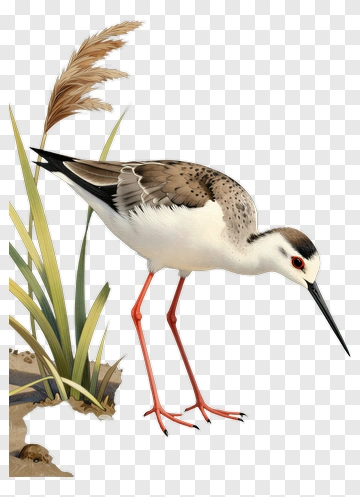Illustration Of A Bird Standing Near Grass PNG