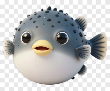 Cartoon Pufferfish With Big Eyes PNG
