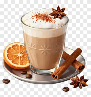 Glass Of Spiced Coffee With Orange And Cinnamon PNG