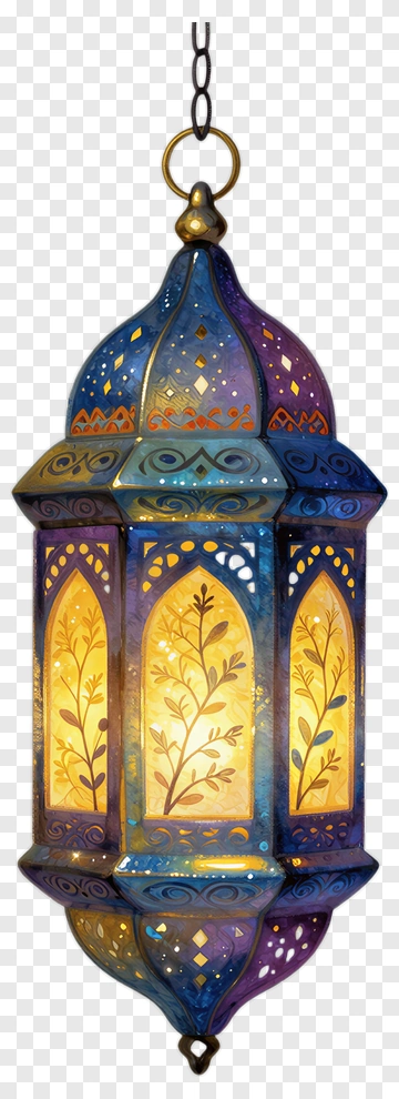 Colorful Lantern With Floral Design PNG