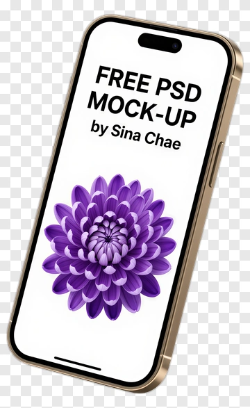 Smartphone Mock-Up With Purple Flower Design PNG
