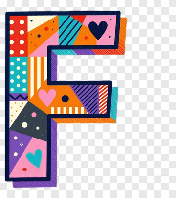 Colorful Letter F With Patterns PNG