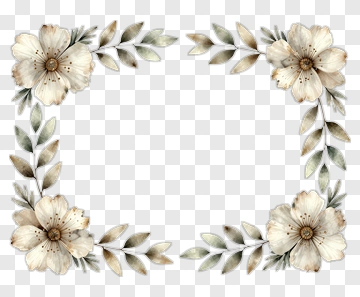 Floral Frame With Leaves And Flowers PNG