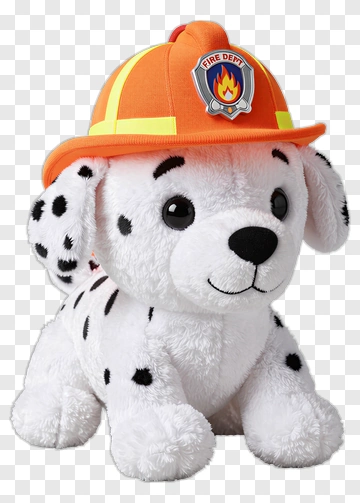 Plush Dalmatian Firefighter Dog With Hat PNG
