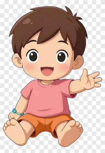 Cartoon Boy Sitting And Smiling PNG