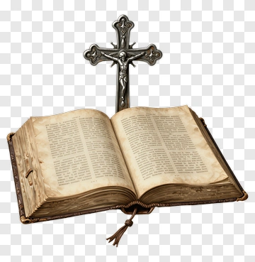 Open Bible With Cross PNG