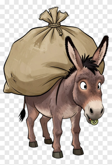 Cartoon Donkey Carrying A Bag PNG