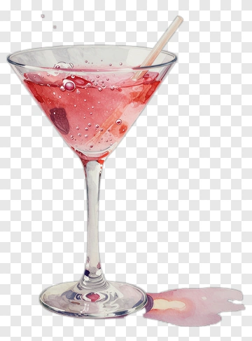 Watercolor Cocktail Glass With Red Liquid PNG