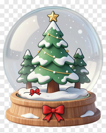 Christmas Snow Globe With Trees And Decorations PNG