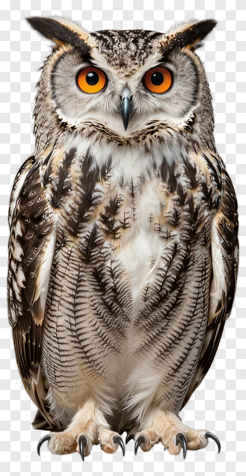 Realistic Owl With Striking Orange Eyes PNG