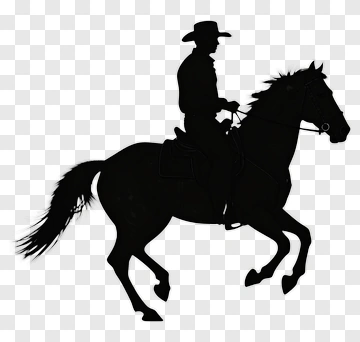 Silhouette Cowboy Riding A Horse PNG