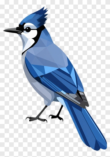 Blue Jay Bird In Polygon Style PNG