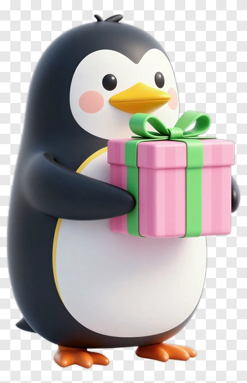 Cartoon Penguin Holding A Gift Box PNG