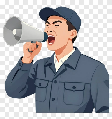 Man Holding A Megaphone PNG