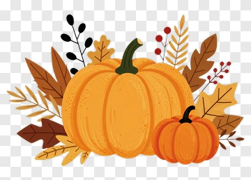 Pumpkin Surrounded By Autumn Leaves PNG