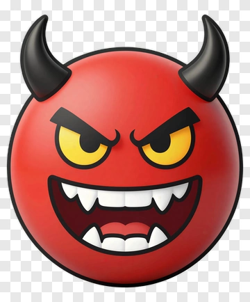 Cartoon Red Devil Emoji Face PNG
