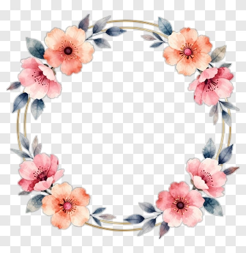Watercolor Floral Wreath PNG