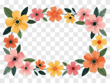 Colorful Floral Frame PNG