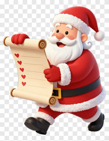 Cartoon Santa Claus Holding A List PNG