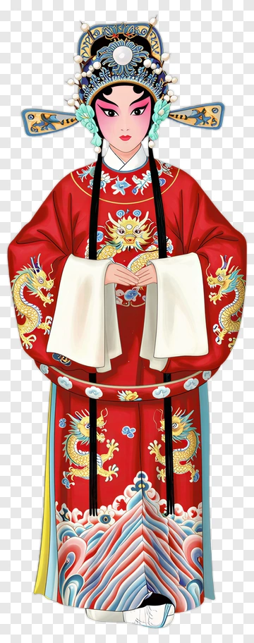 Traditional Chinese Opera Character In Red Costume PNG