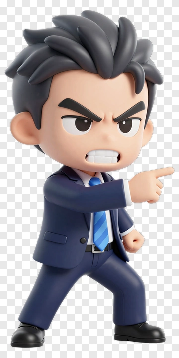 3D Businessman Pointing With Determination PNG