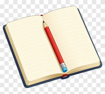 Open Notebook With A Red Pencil PNG
