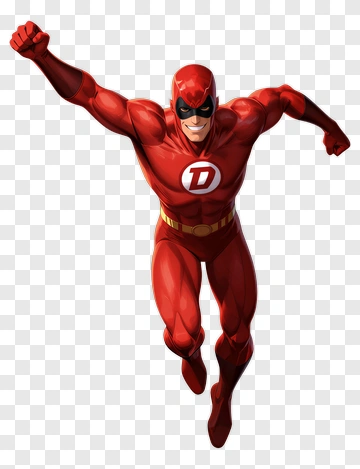 Superhero Flying In A Red Costume PNG